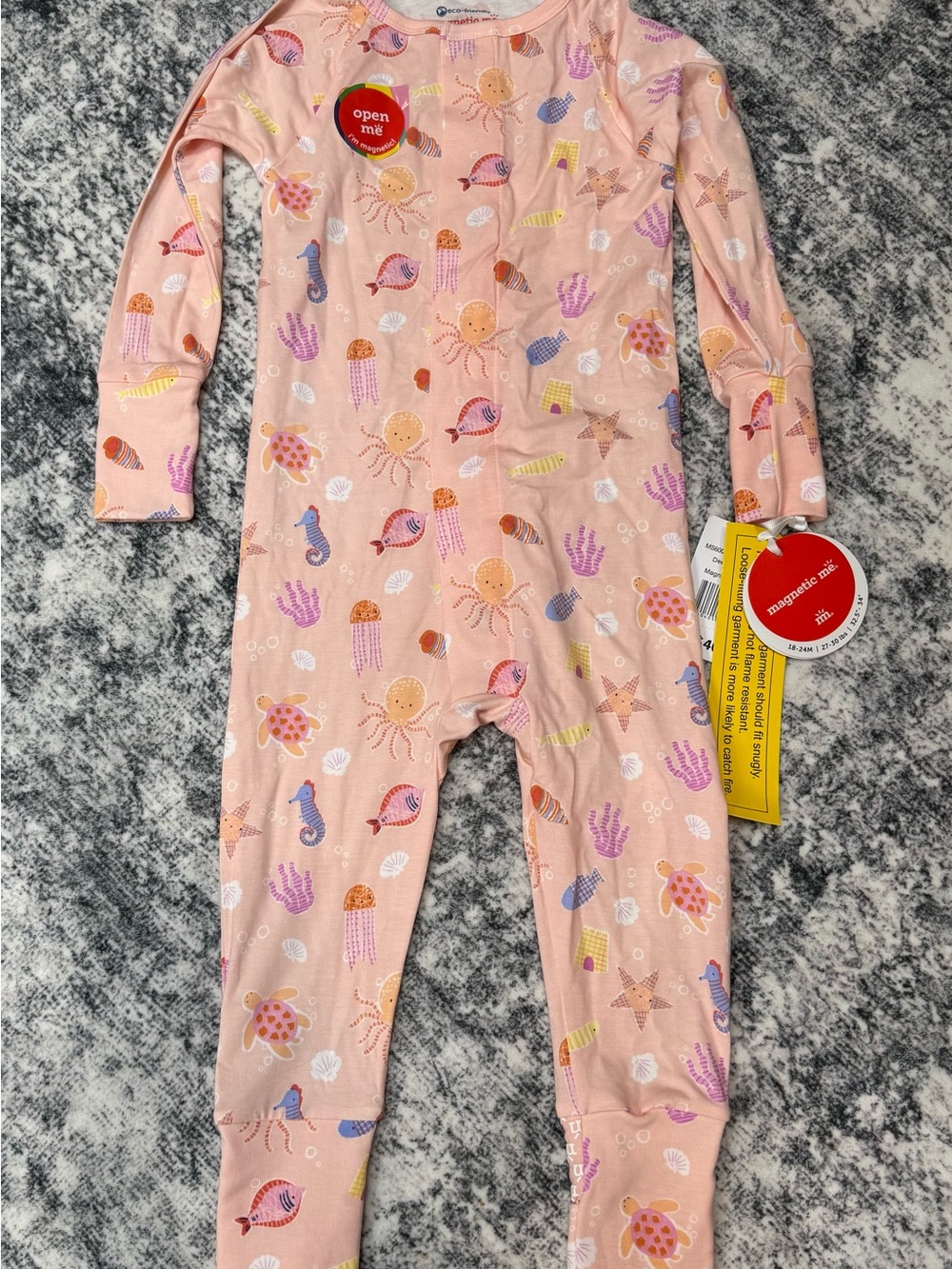 Magnetic Me Peach Sea Life Footie One-Piece with Magnetic Closure